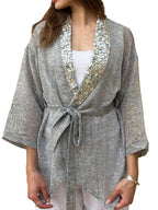Cardigan with Pearl Buttons in Grey