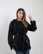 Star Knit Cardigan in Black