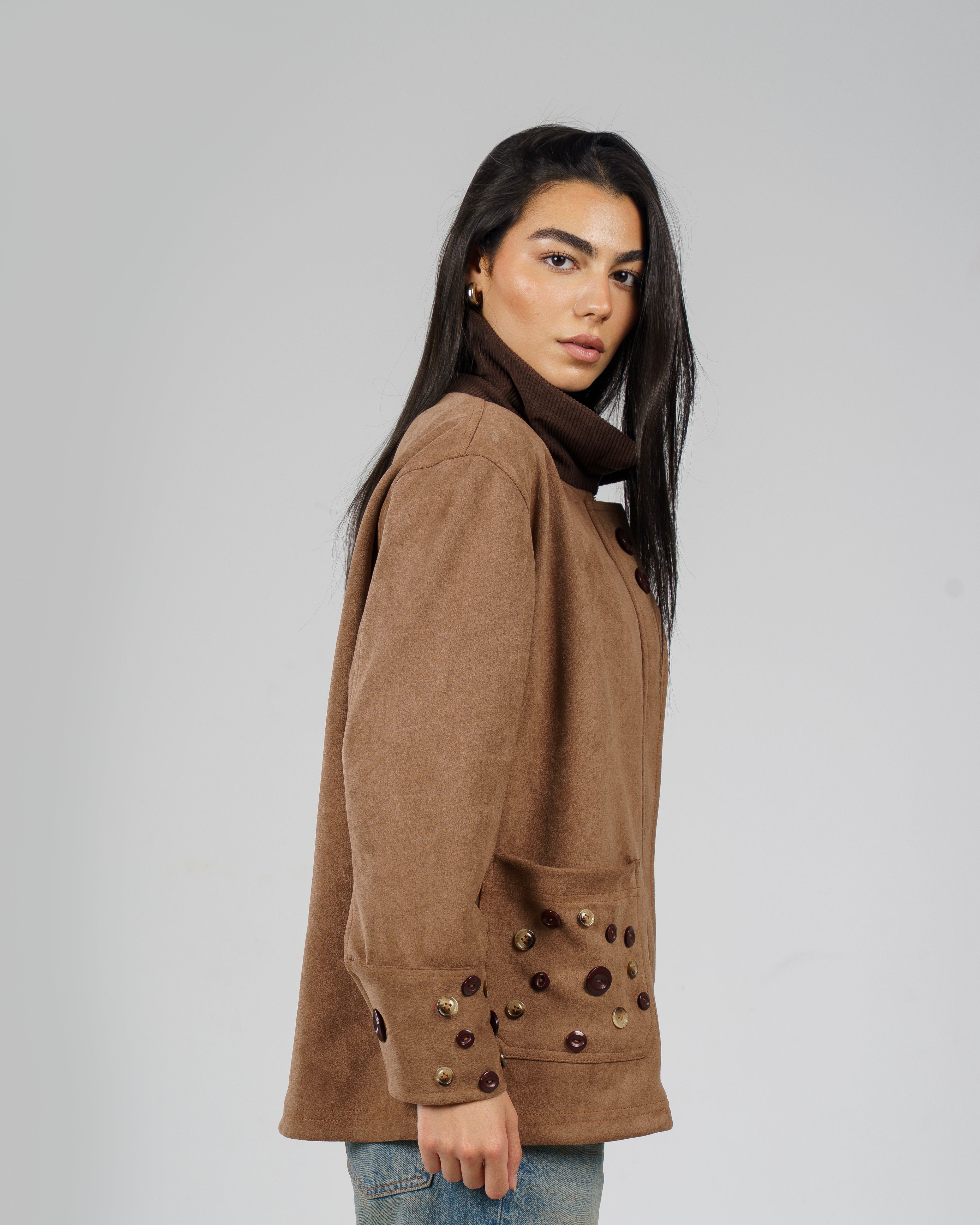 The Suede Buttoned Jacket