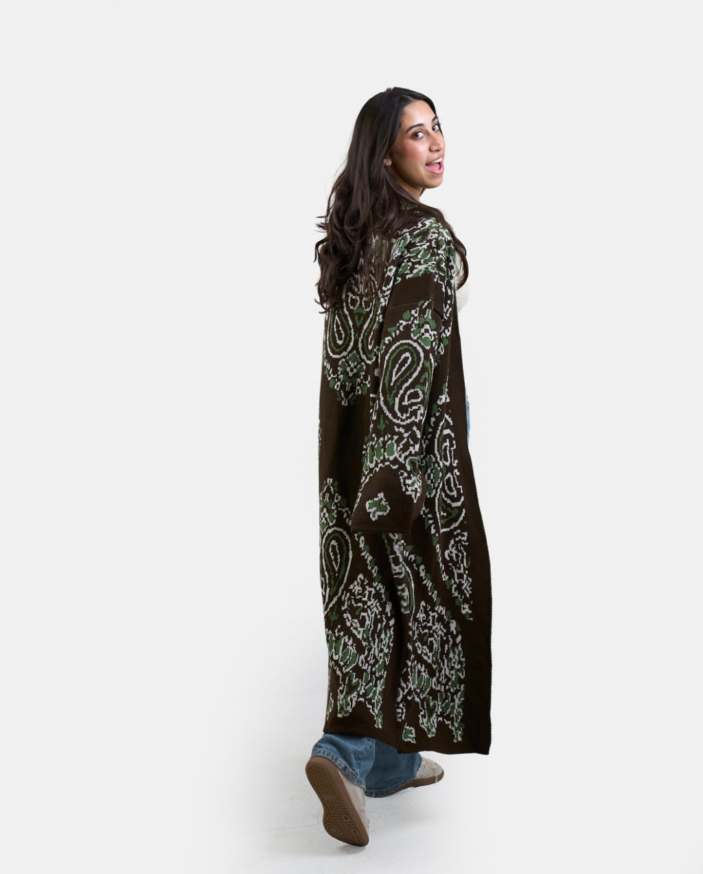 Patches Knit Cardigan in Brown