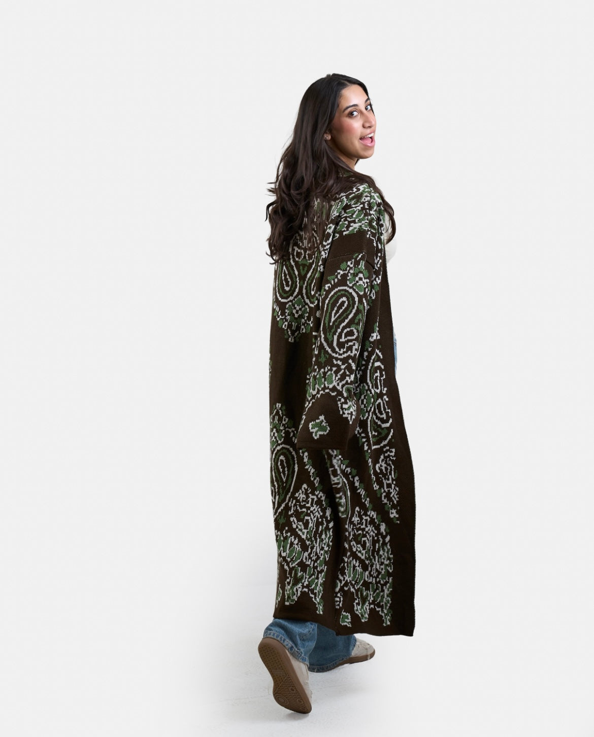 Patches Knit Cardigan in Brown