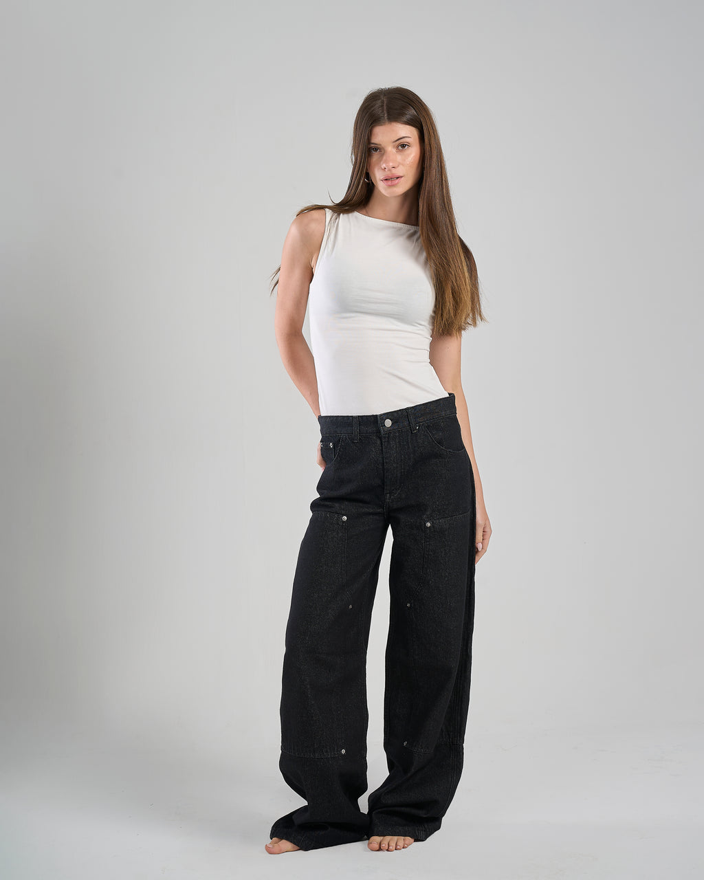 Straight Leg Raw Denim in Black
