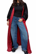 Velvet Lined Kaftan in Red