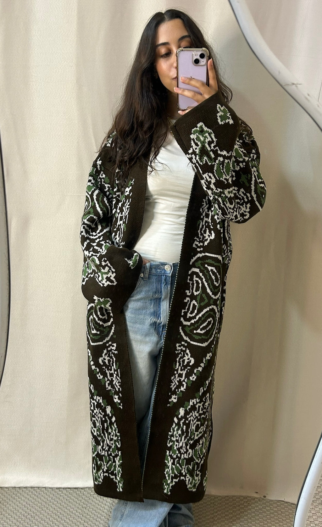 Patches Knit Cardigan in Brown