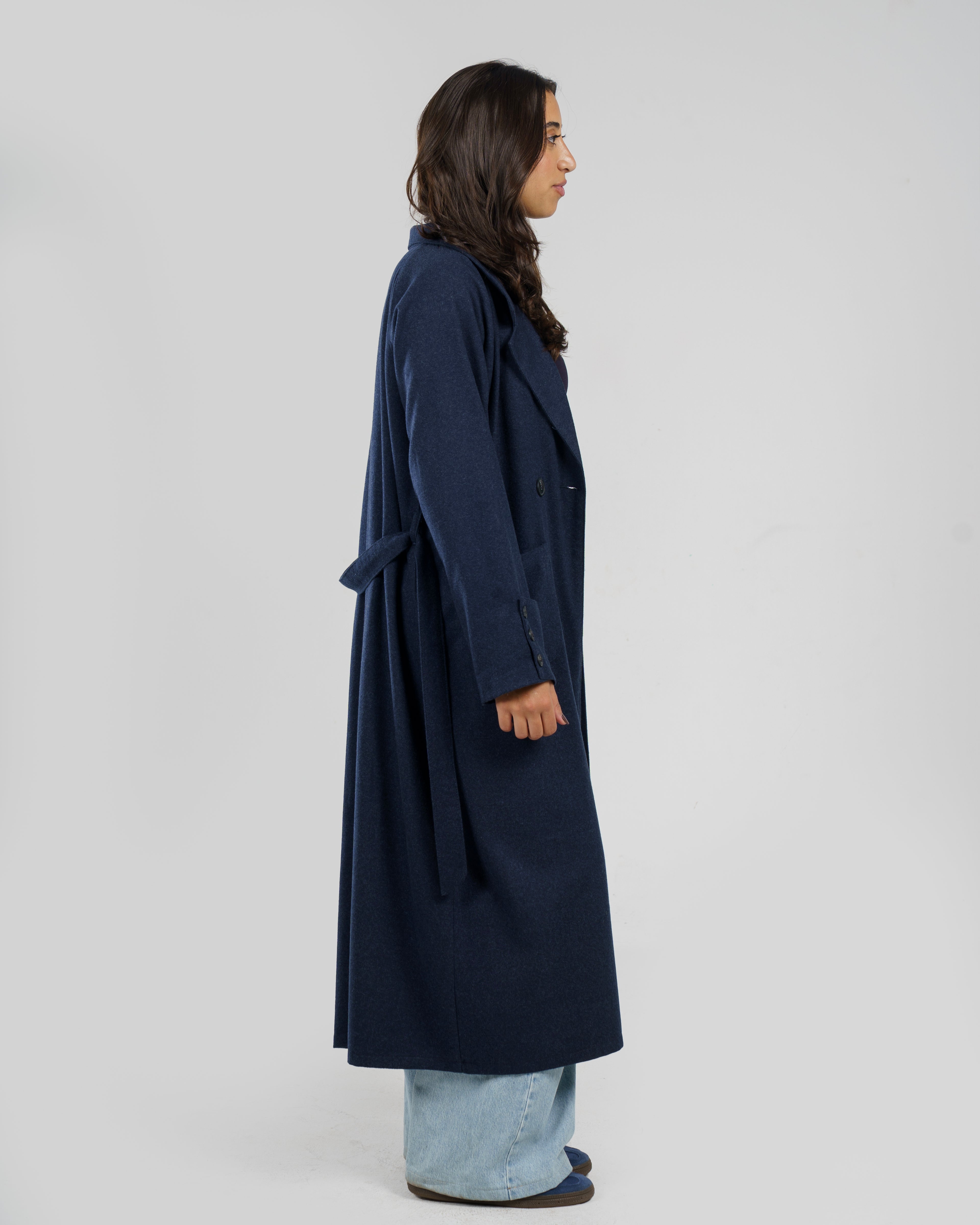 Wool Coat in Navy