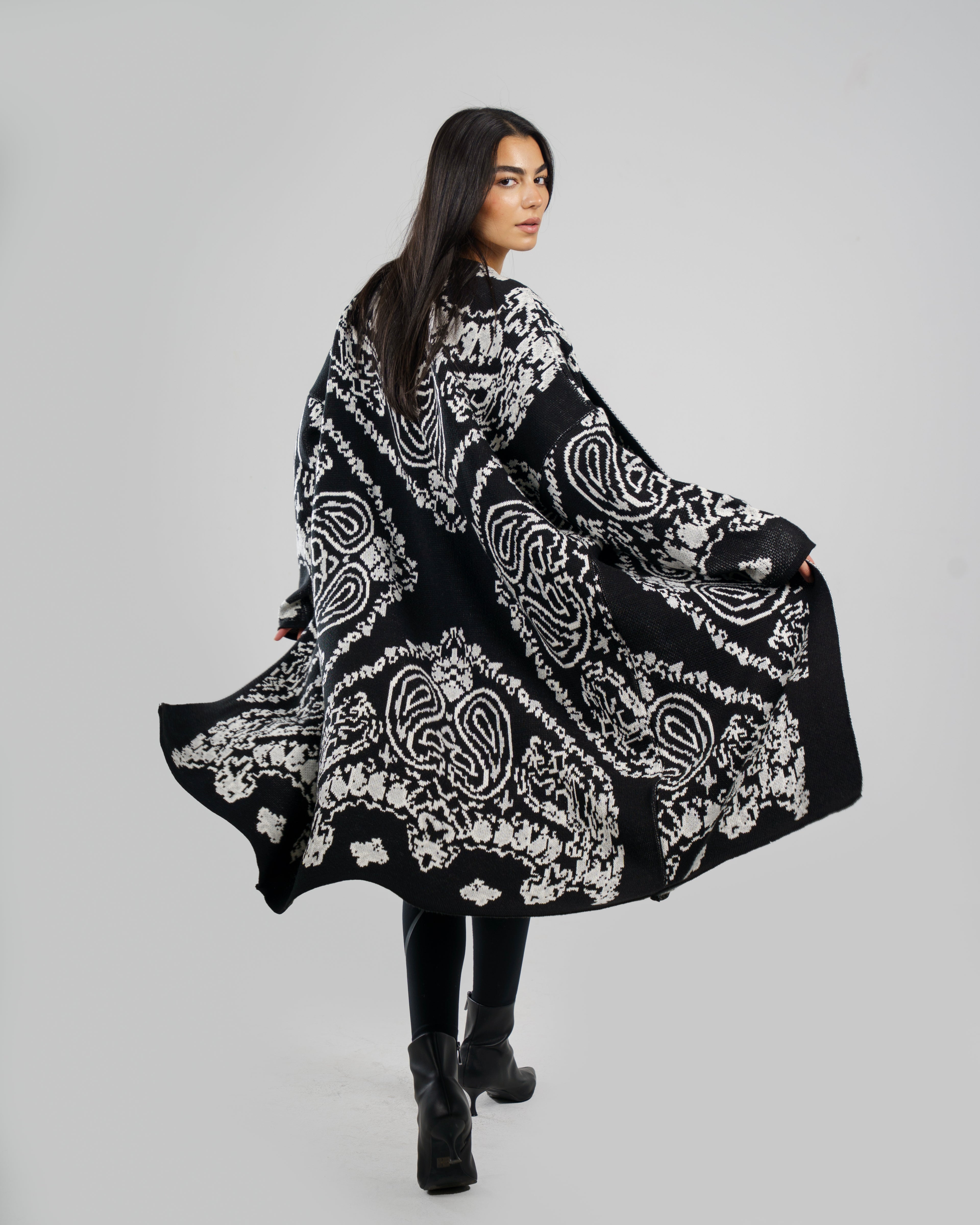 Patches Knit Cardigan in Black