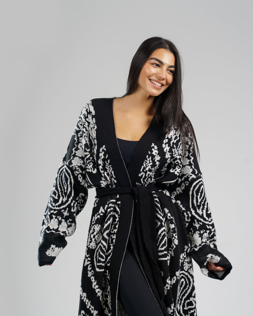 Patches Knit Cardigan in Black