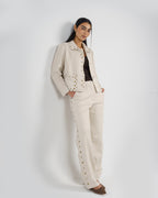 Creme Suede Pierced Set