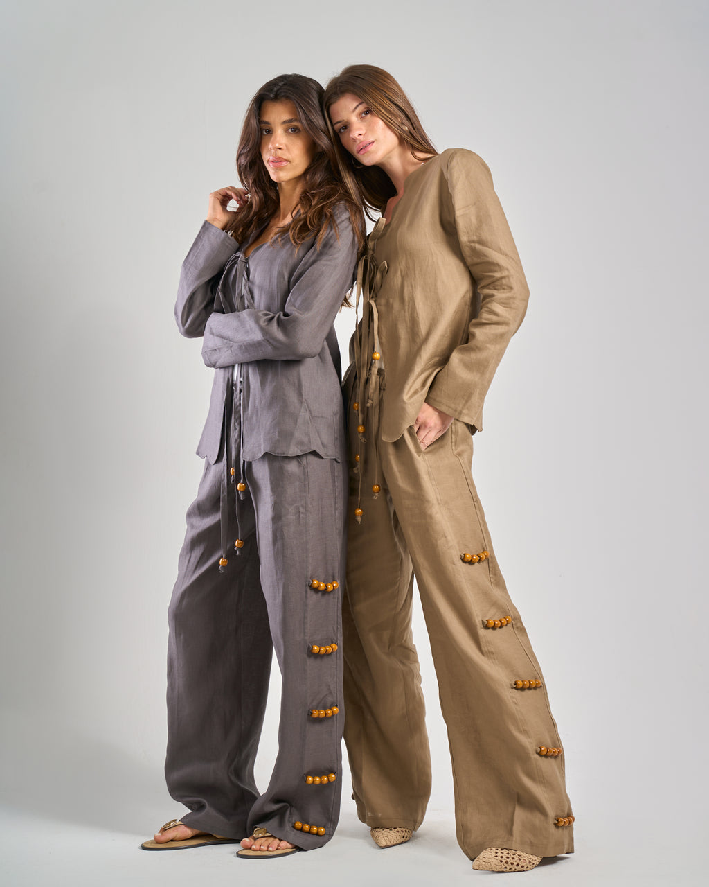 Pure Linen Pants in Grey