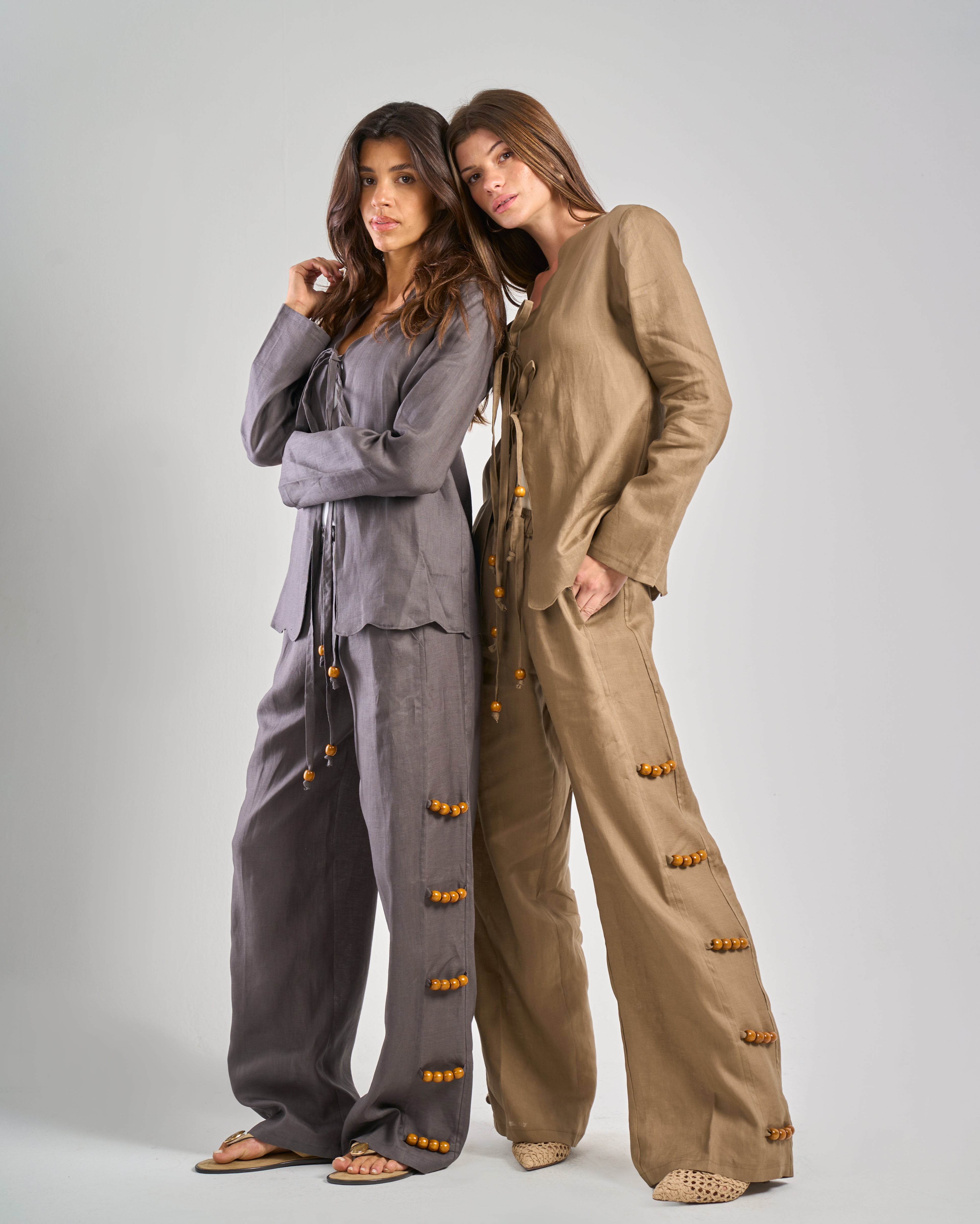 Pure Linen Pants in Grey