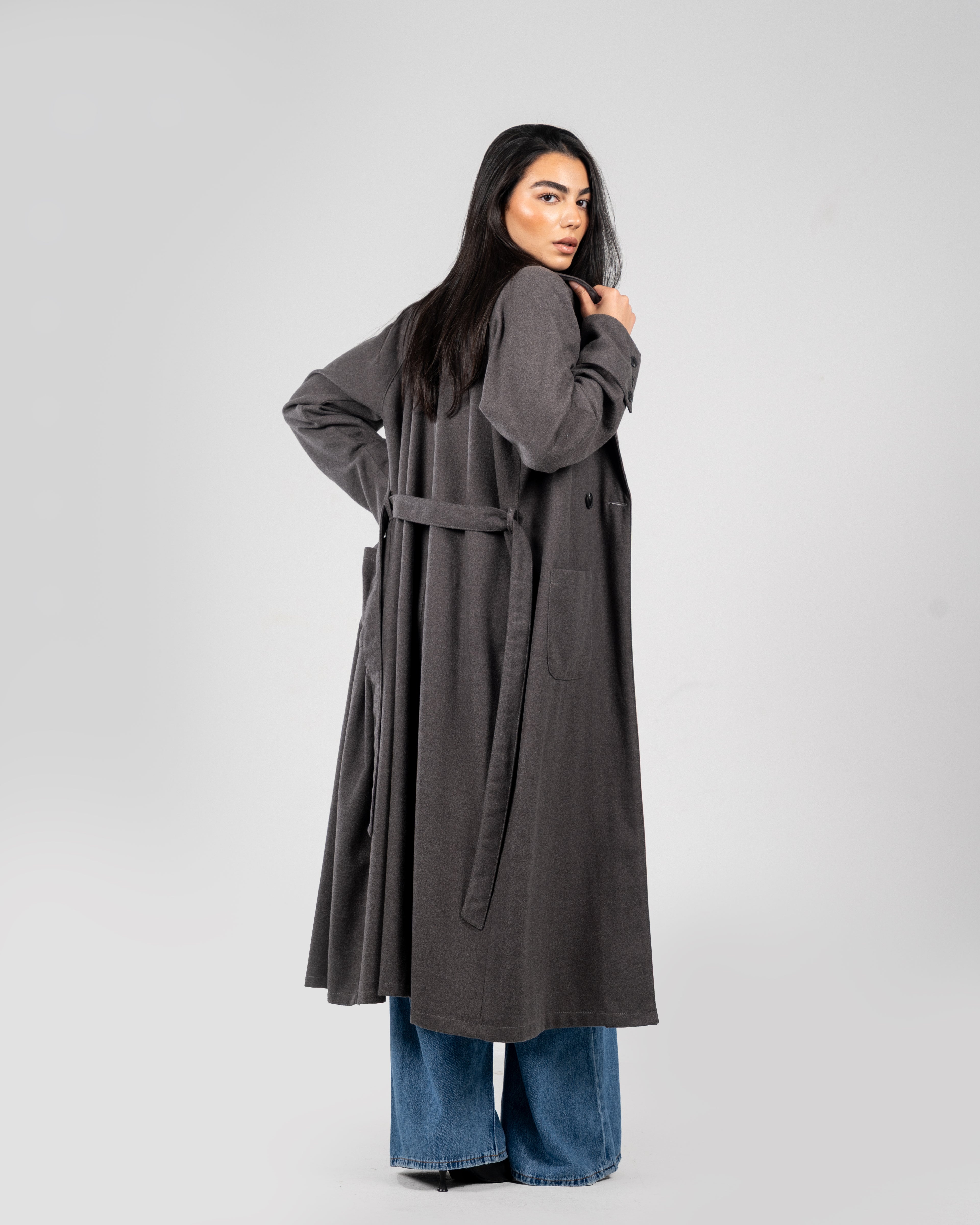 Wool Coat in Light Grey