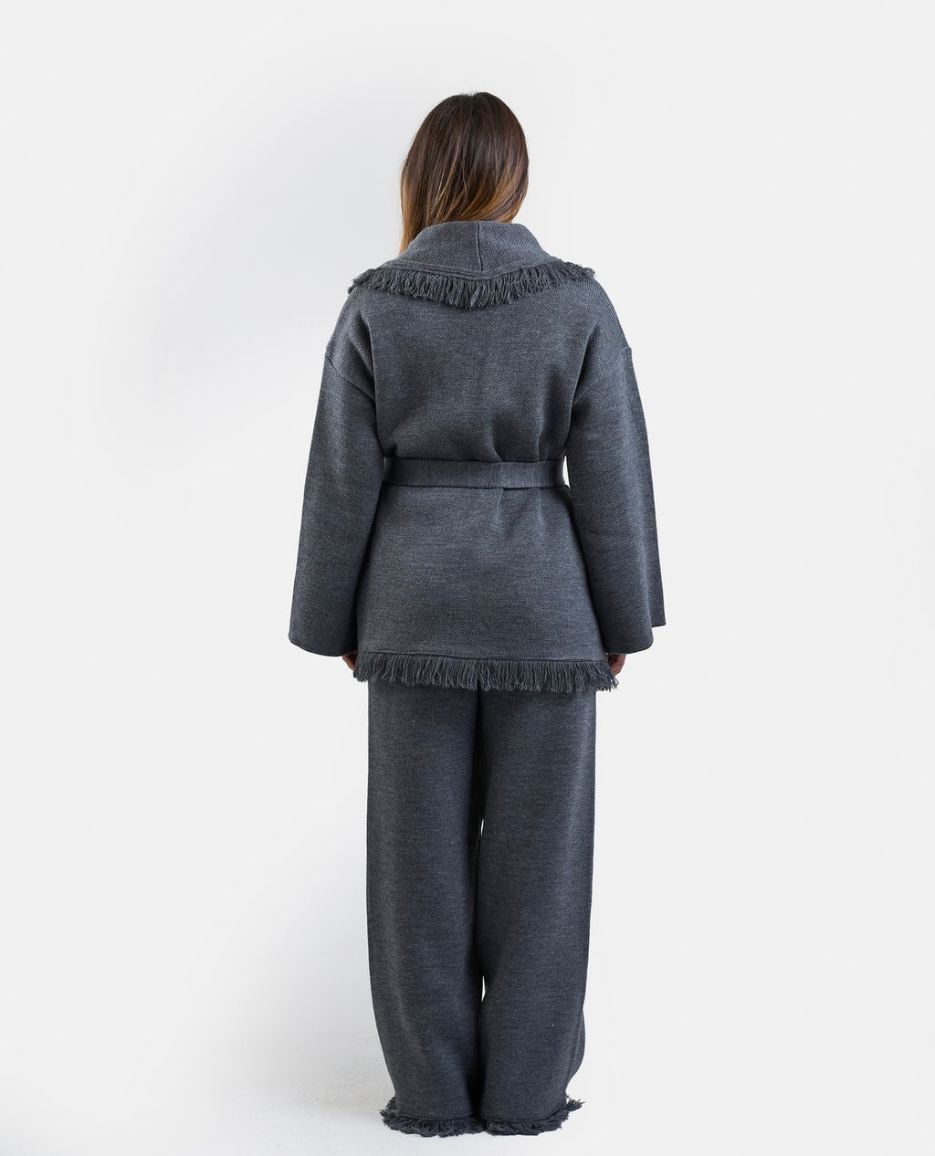 Fringe Knit Set in Grey