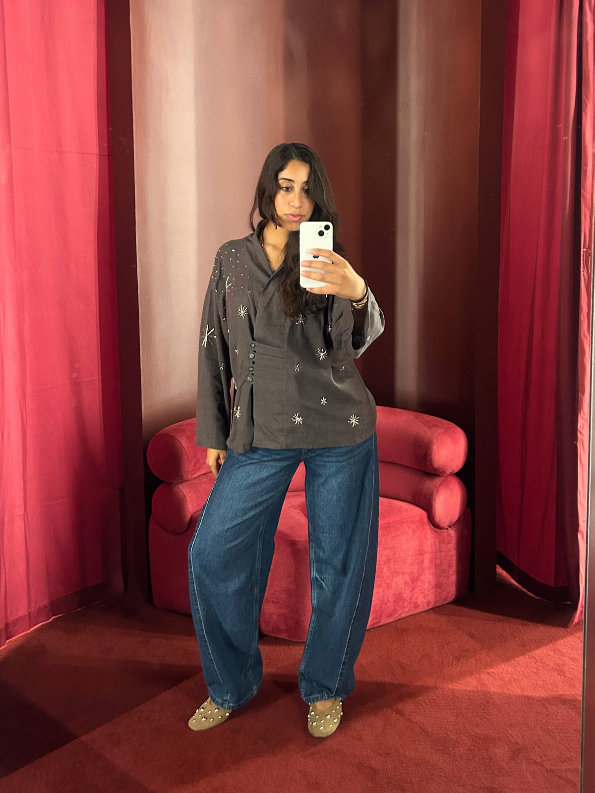 The Star Linen Top in Grey