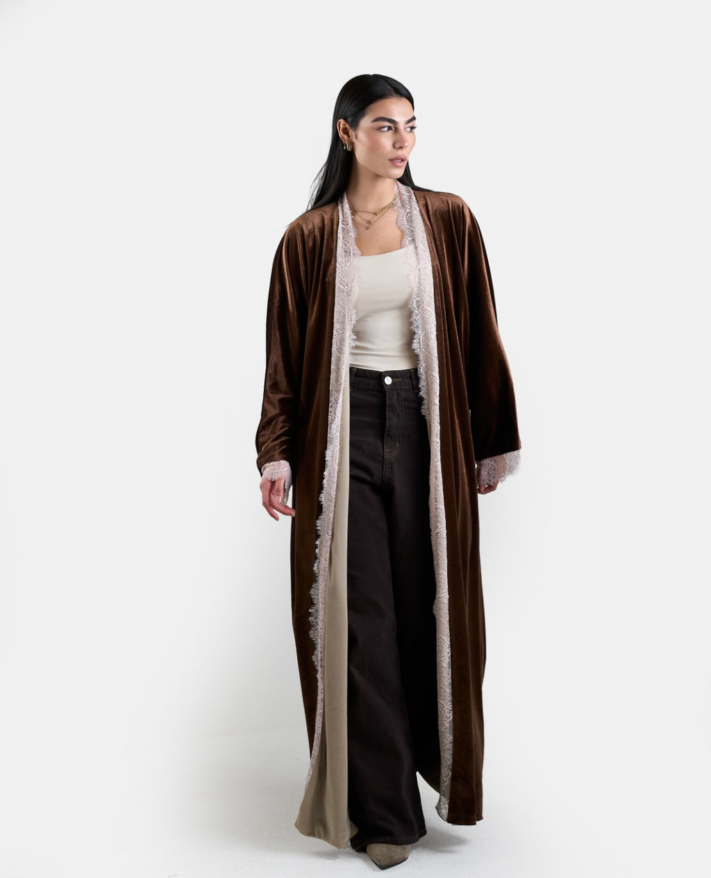 Lace Kaftan in Brown