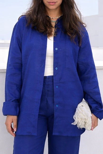Pure Linen Shirt in Blue