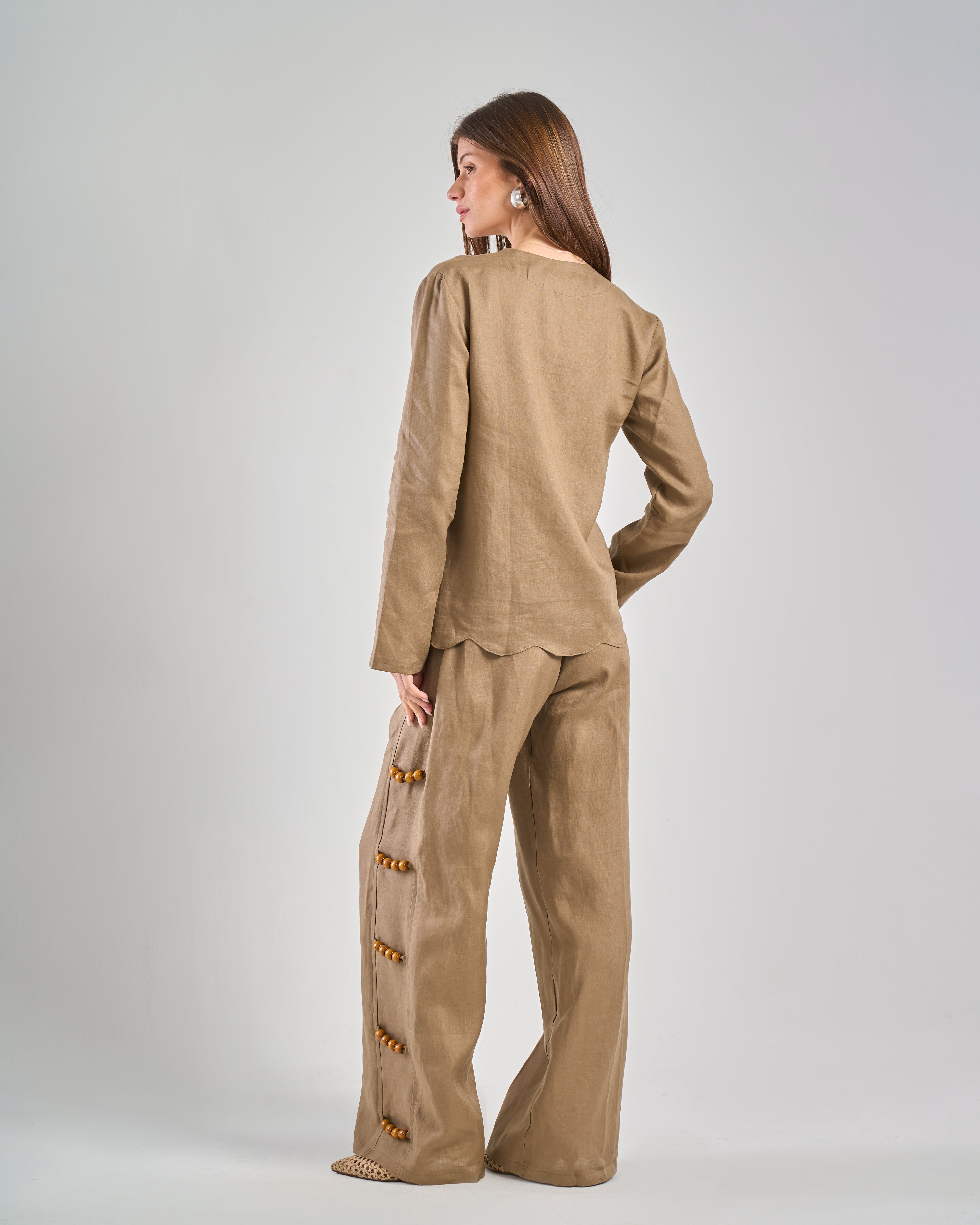 Pure Linen Pants in Café