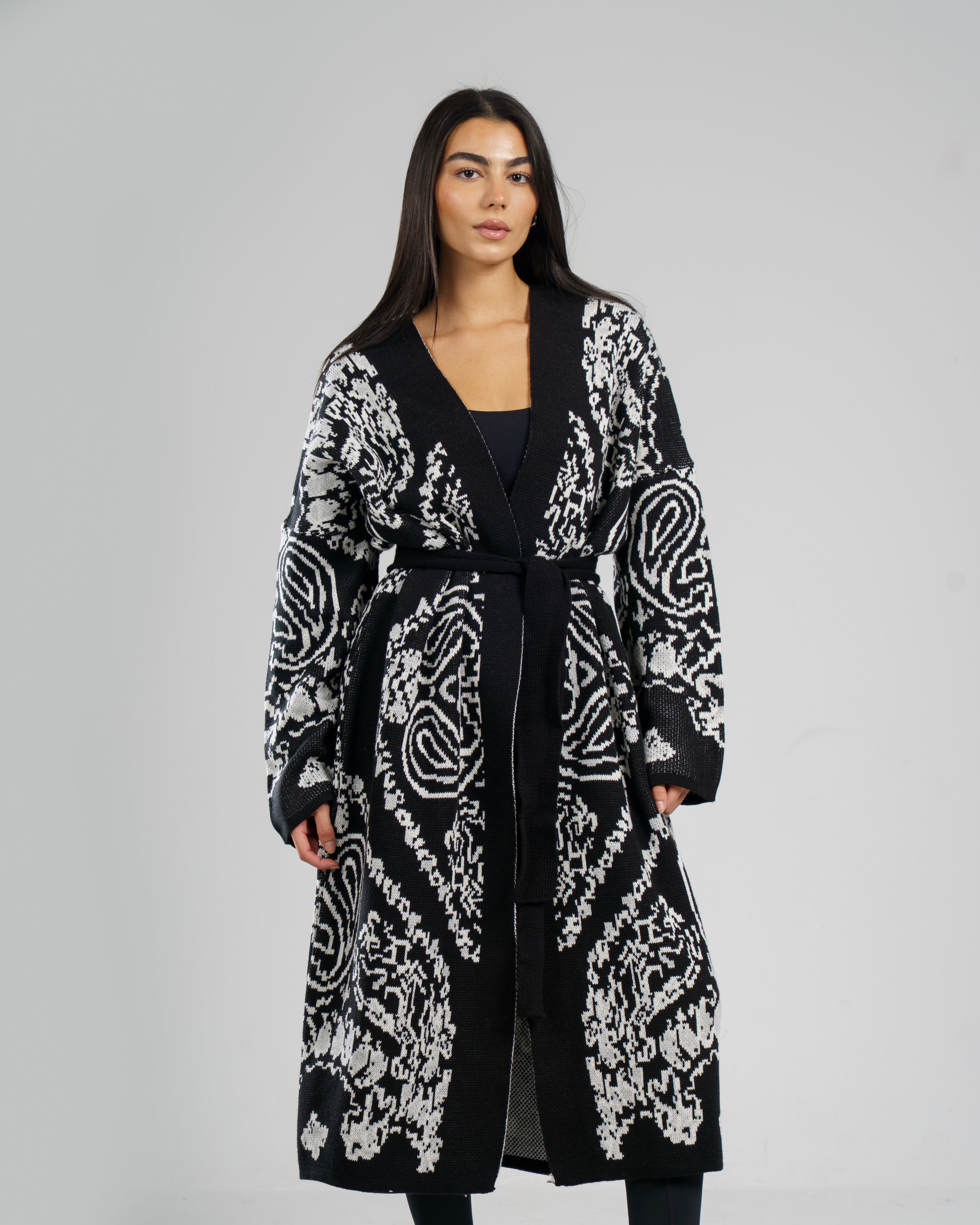 Patches Knit Cardigan in Black