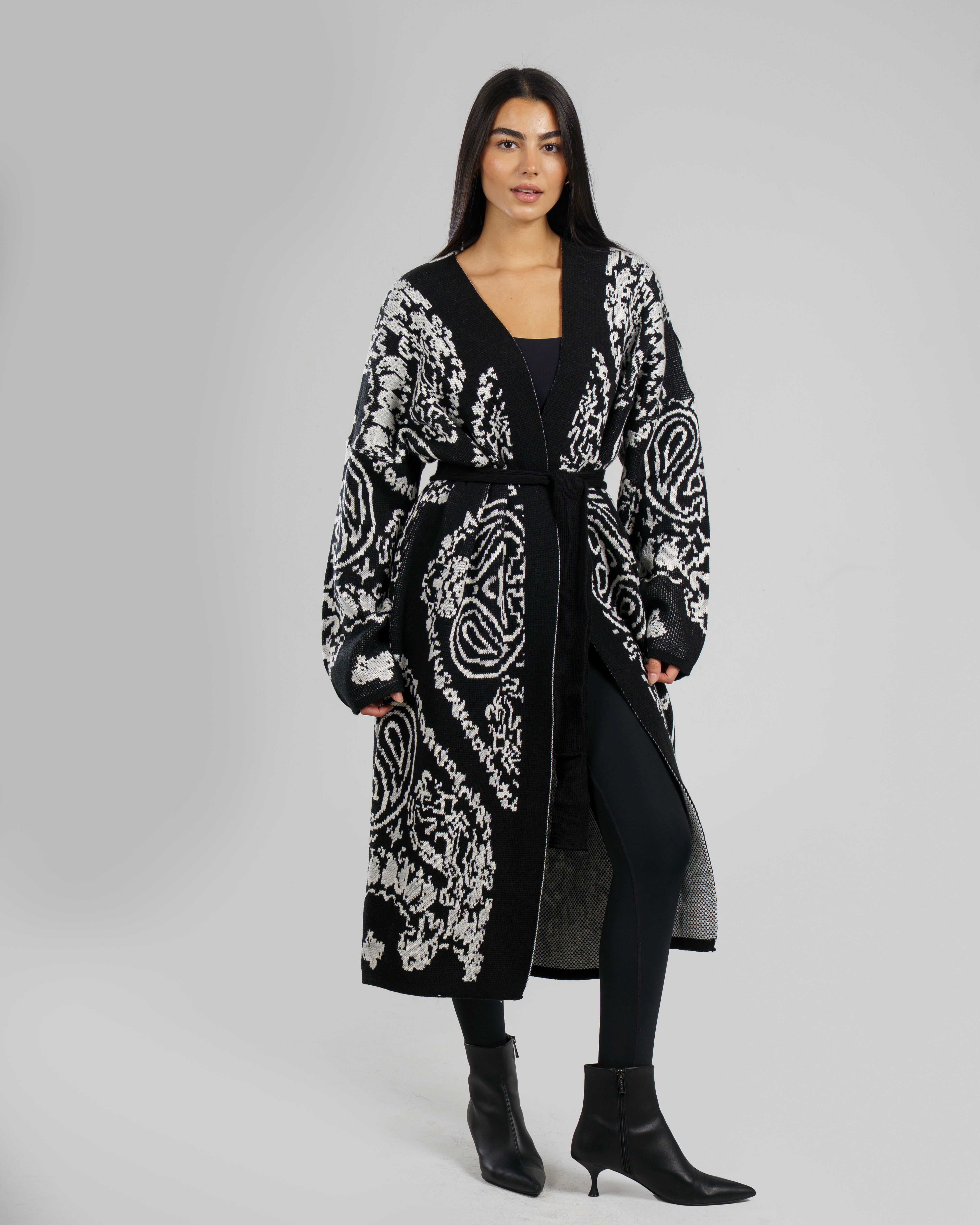 Patches Knit Cardigan in Black