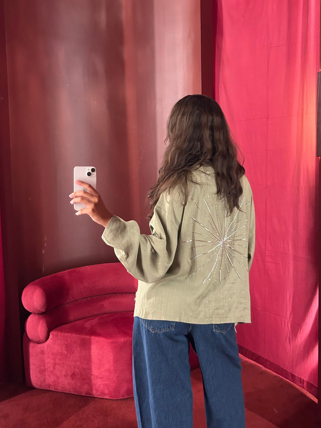 The Star Linen Top in Olive