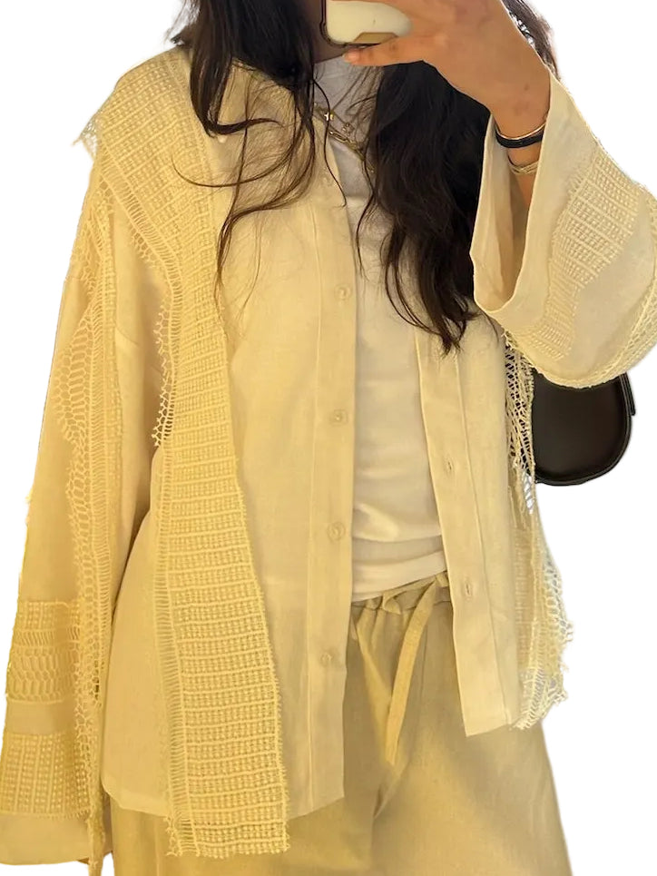 White Shirt with Loose Strips
