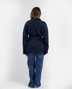 Fringe Knit Cardigan in Navy