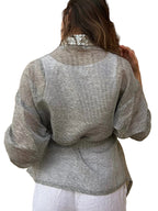 Cardigan with Pearl Buttons in Grey