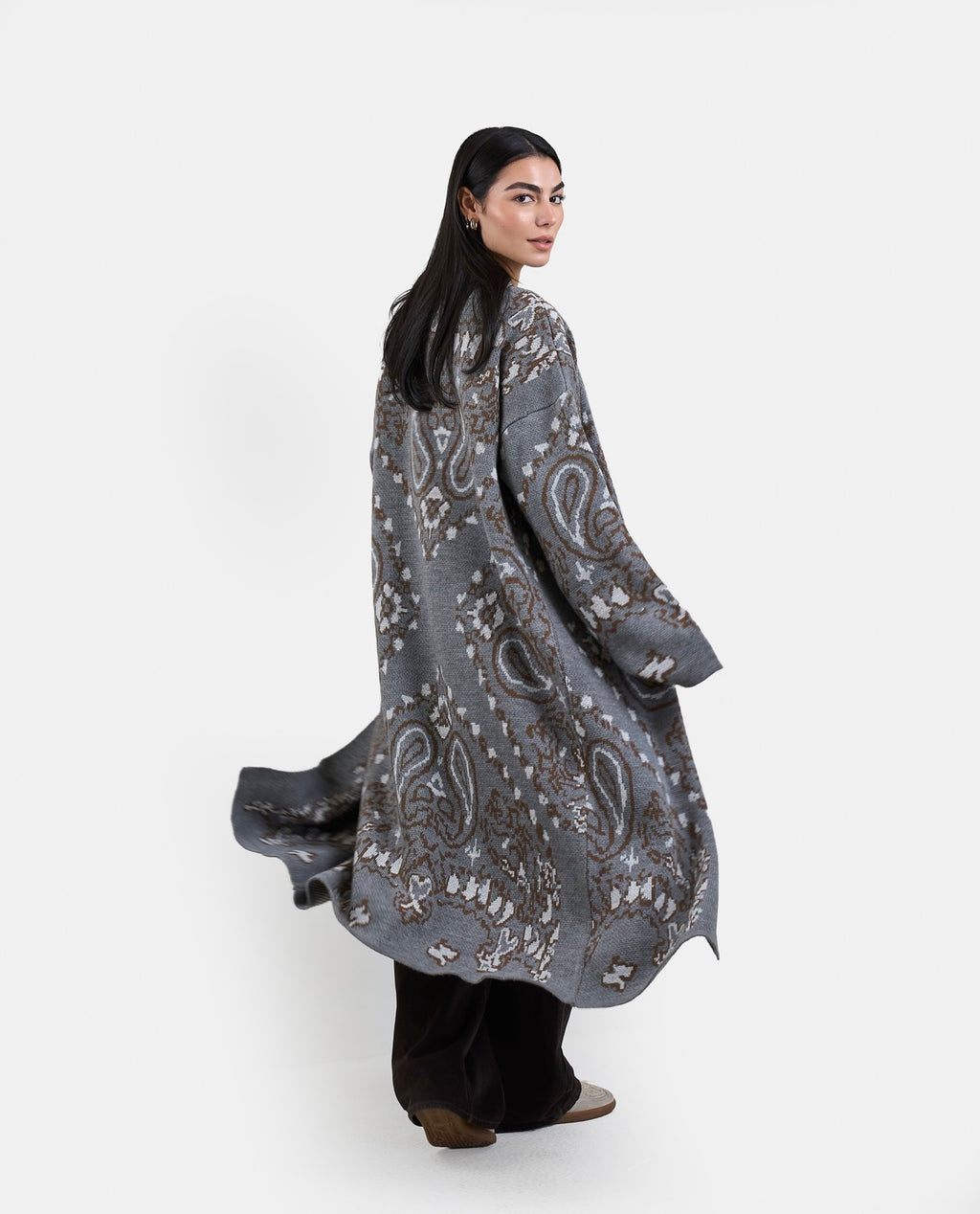 Patches Knit Cardigan in Grey