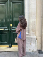 Brown x Blue Striped Set