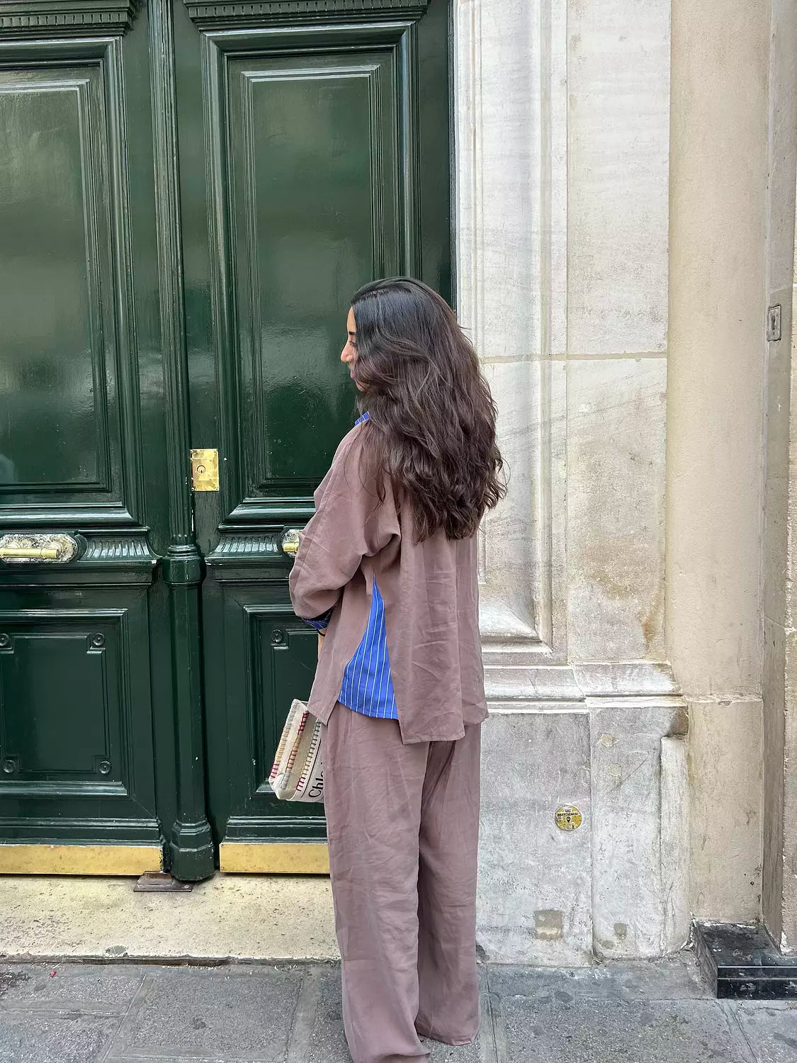 Brown x Blue Striped Set