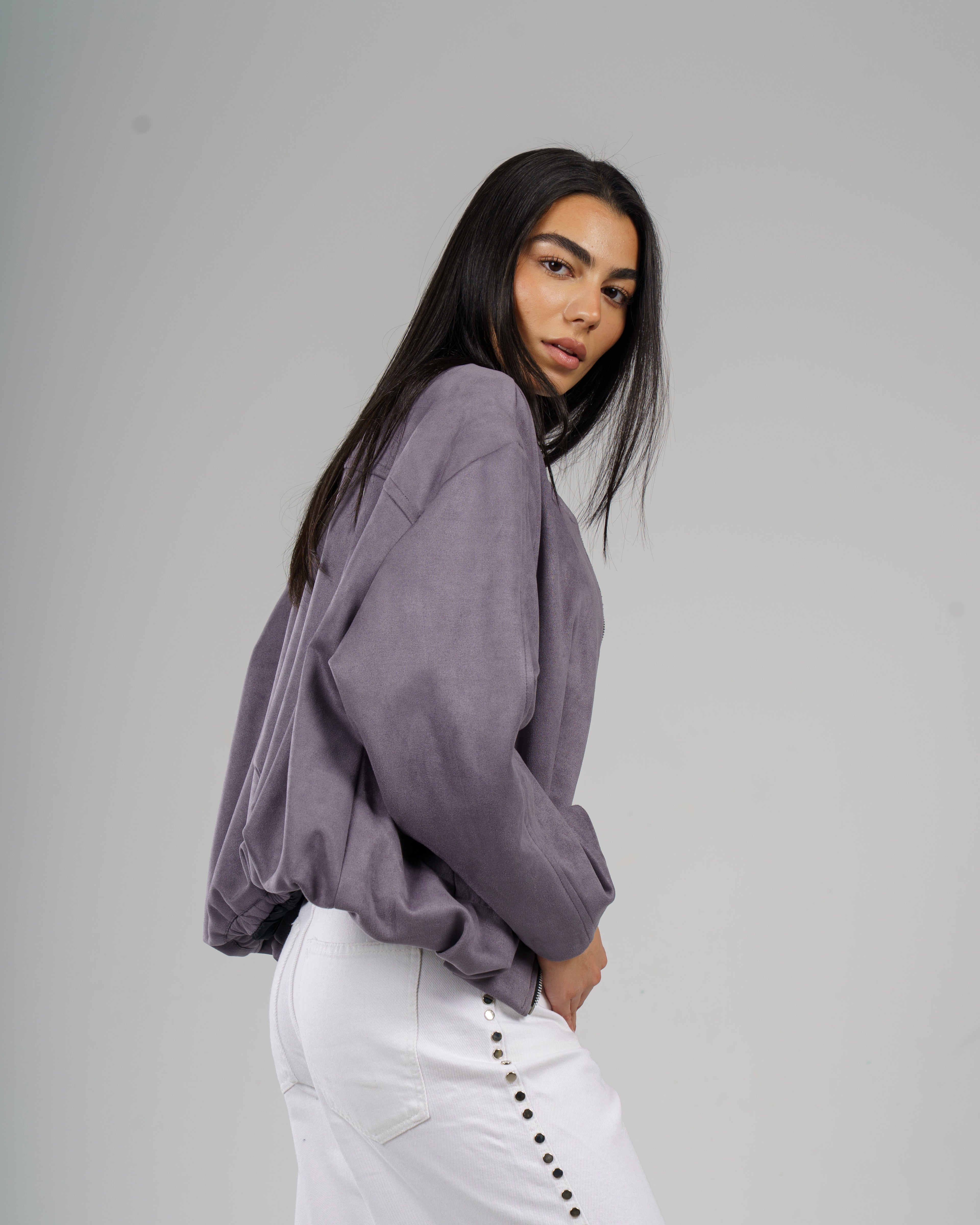 Balloon Suede Jacket in Grey