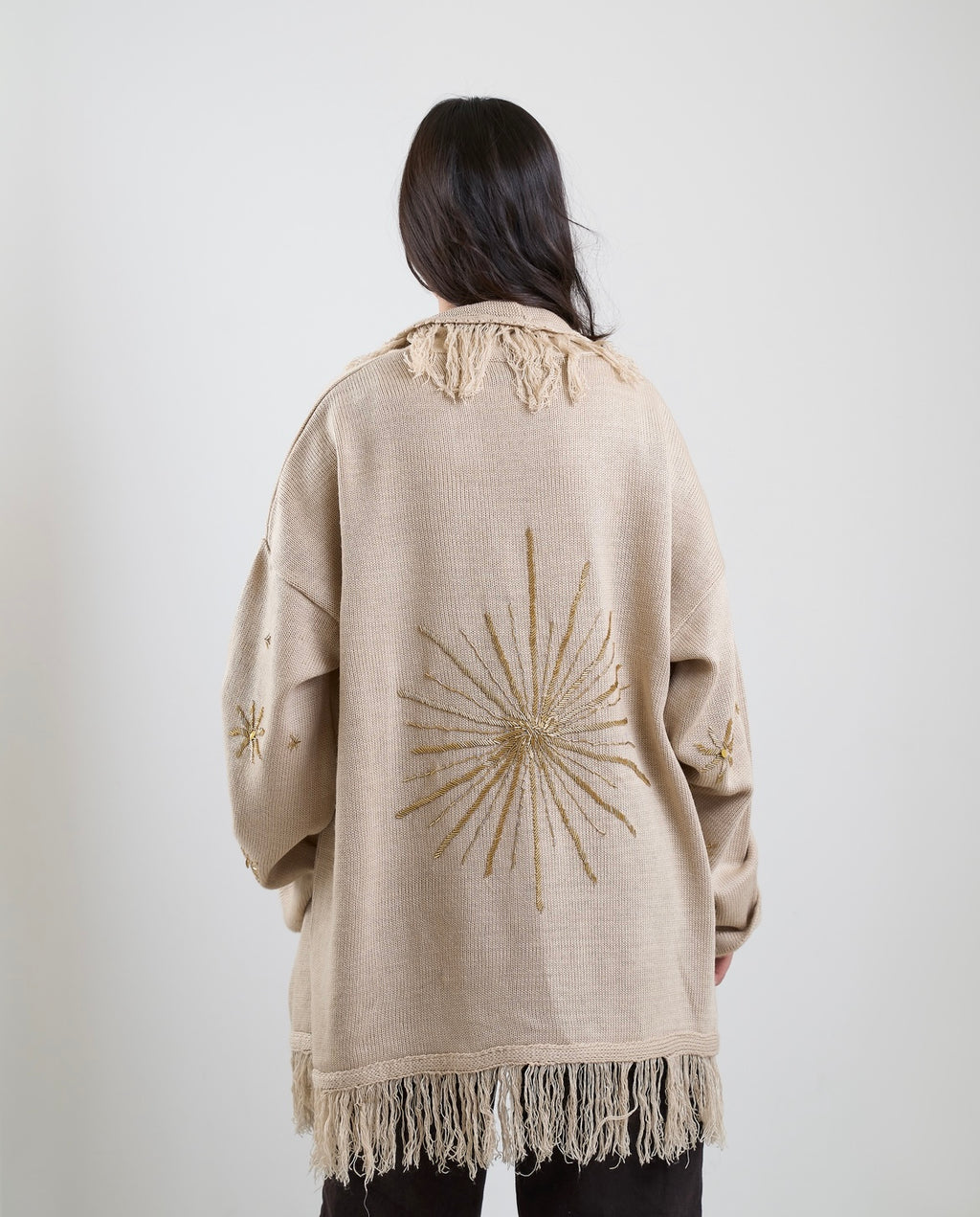 Star Knit Cardigan in Beige