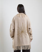 Star Knit Cardigan in Beige