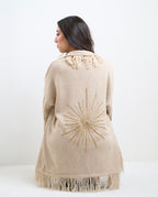 Star Knit Cardigan in Beige
