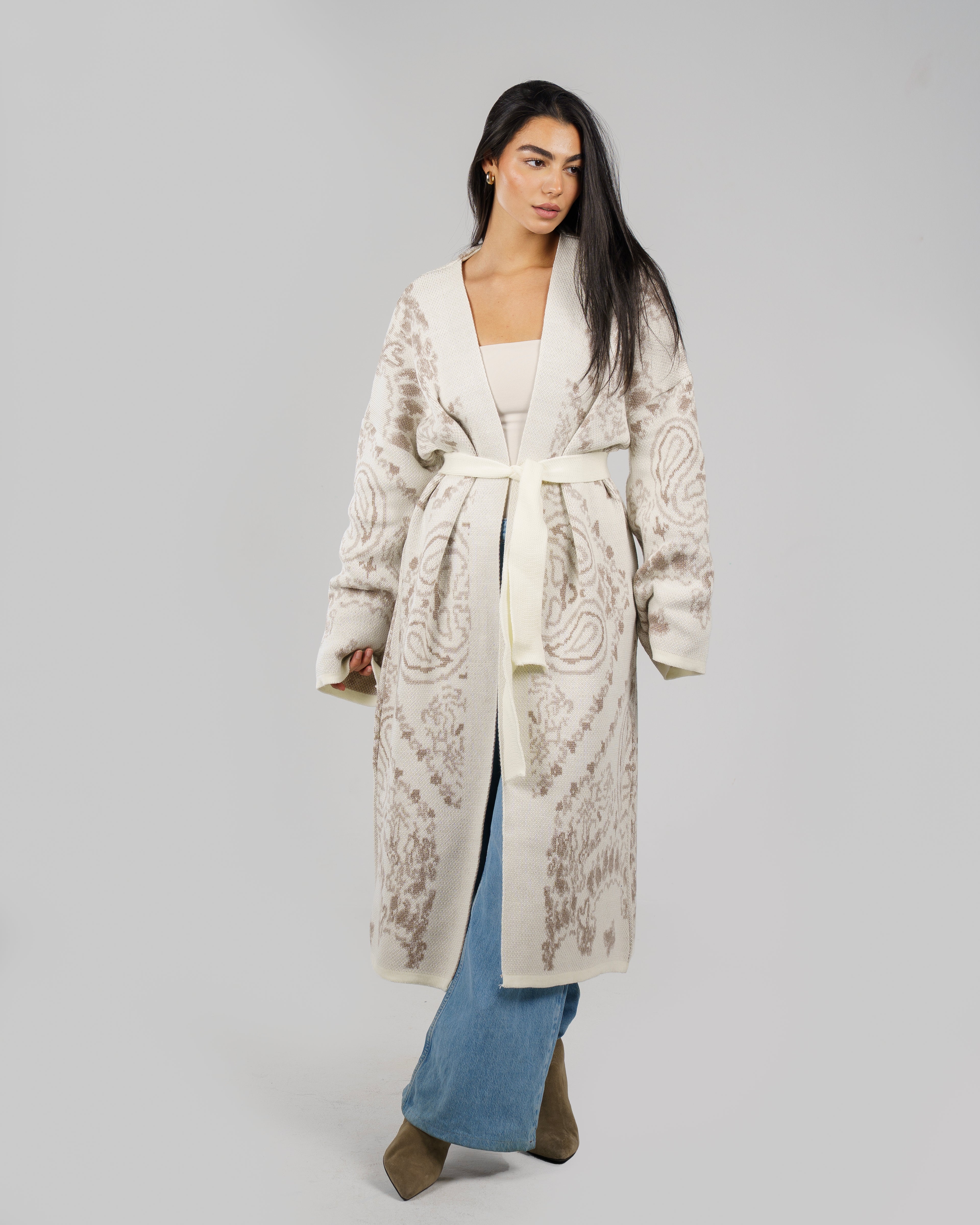 Patches Knit Cardigan in Creme