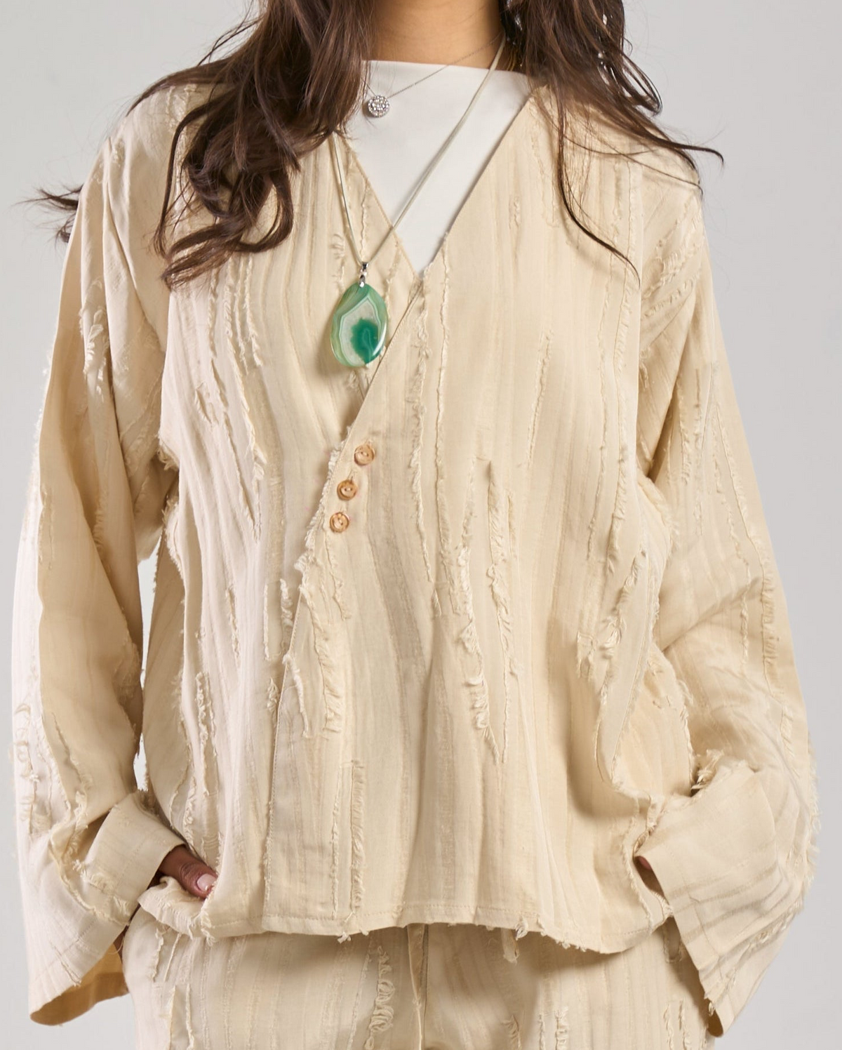 The Cream Feather Top