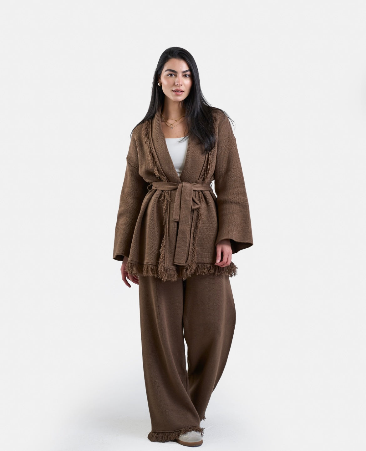 Fringe Knit Set in Cocoa