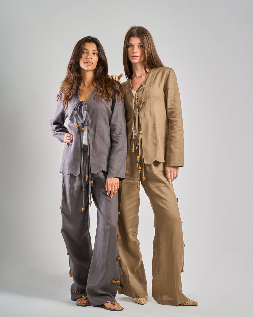 Pure Linen Pants in Grey