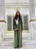 Olive Flowers Abaya Kaftan