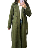 Olive Suede Trench Coat