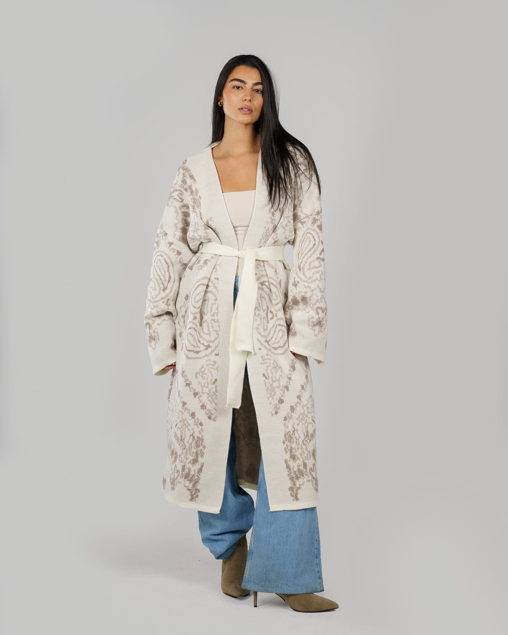 Patches Knit Cardigan in Creme