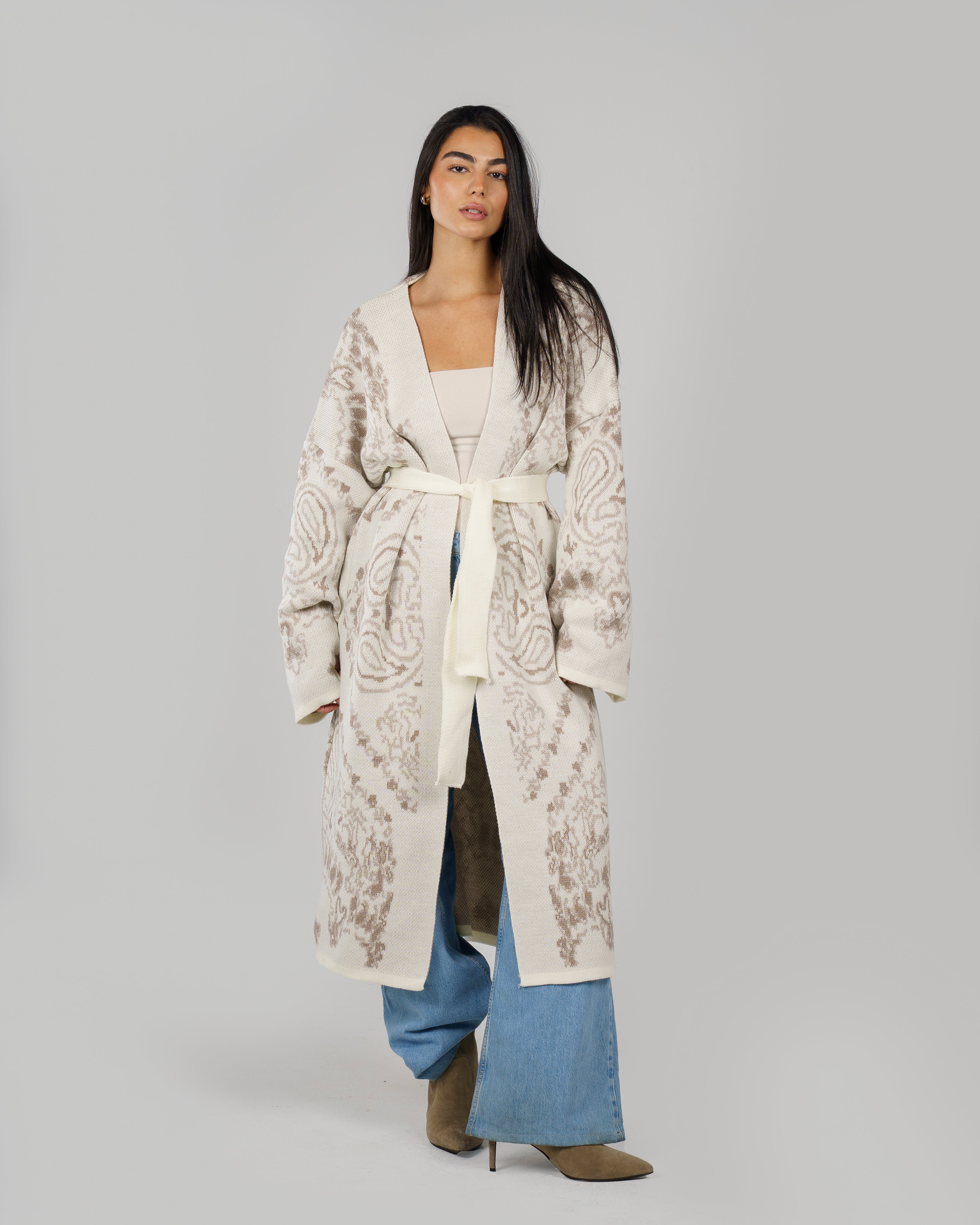 Patches Knit Cardigan in Creme