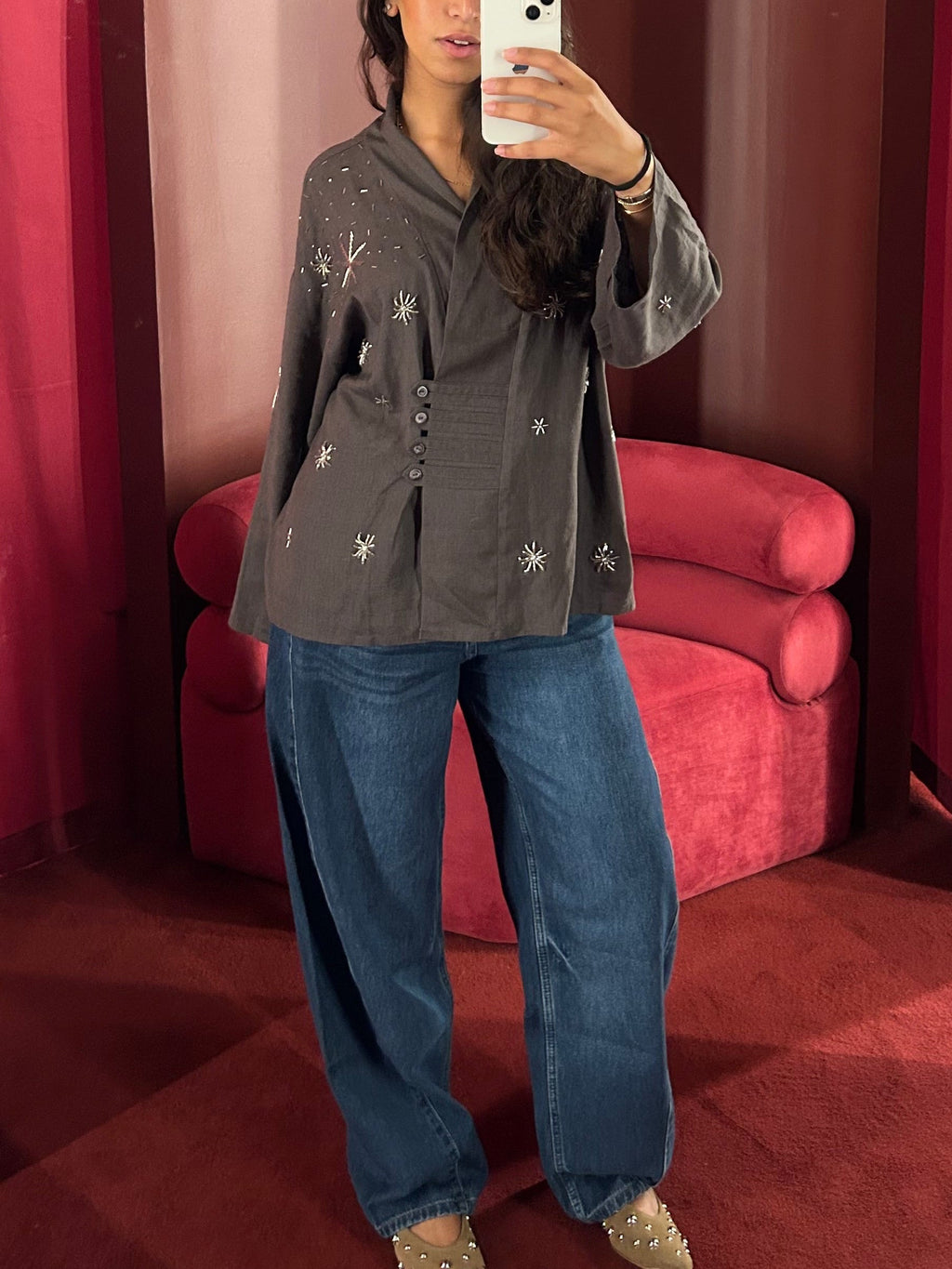 The Star Linen Top in Grey