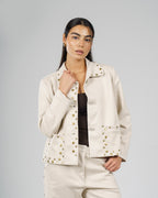 Creme Suede Pierced Set