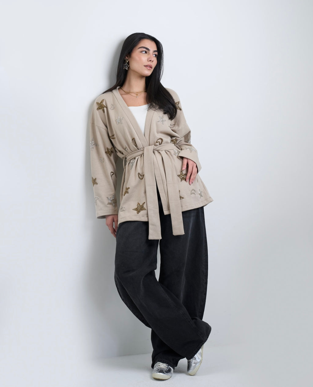 Stars & Moons Cardigan in Beige