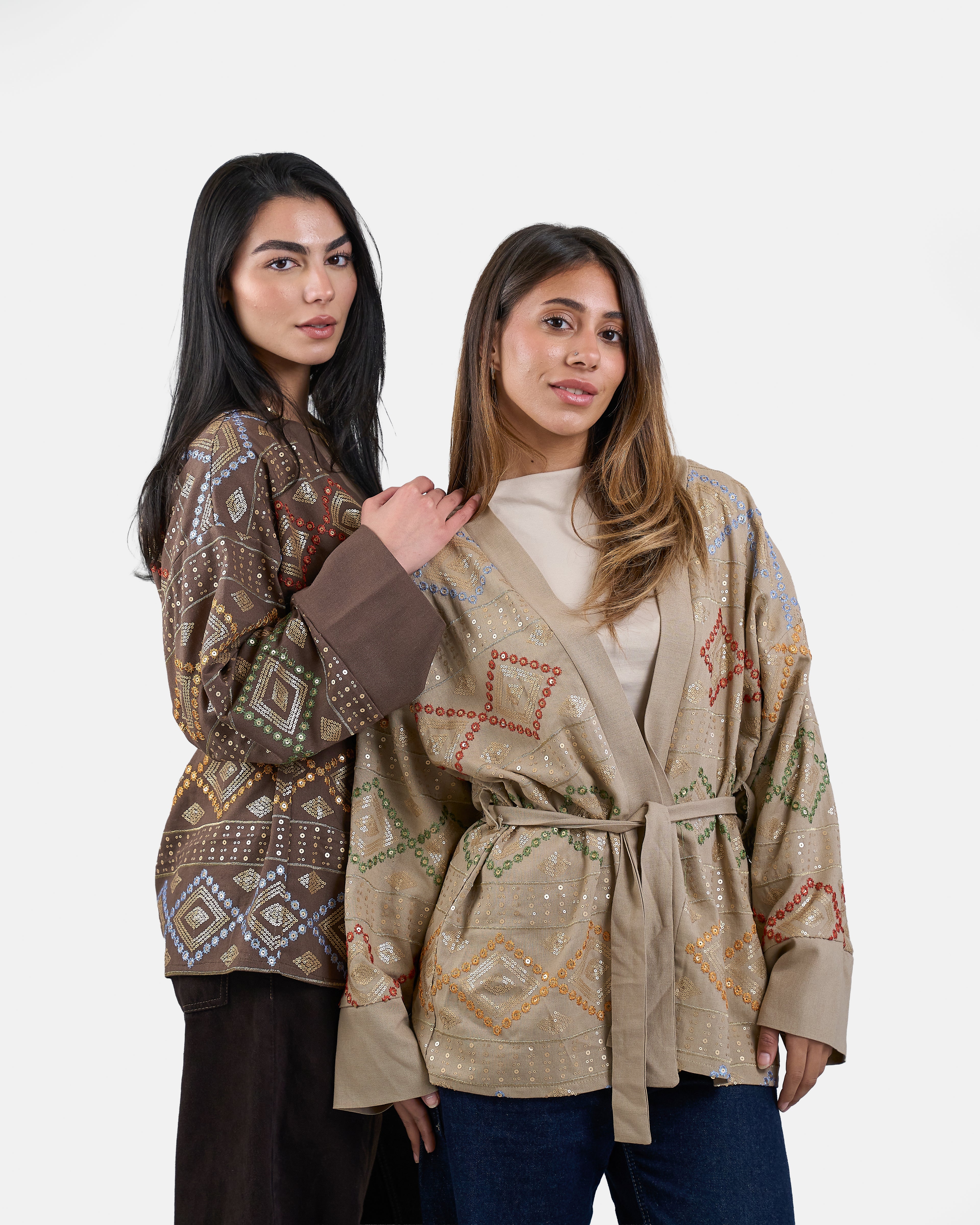 Embroidered Cardigan in Beige