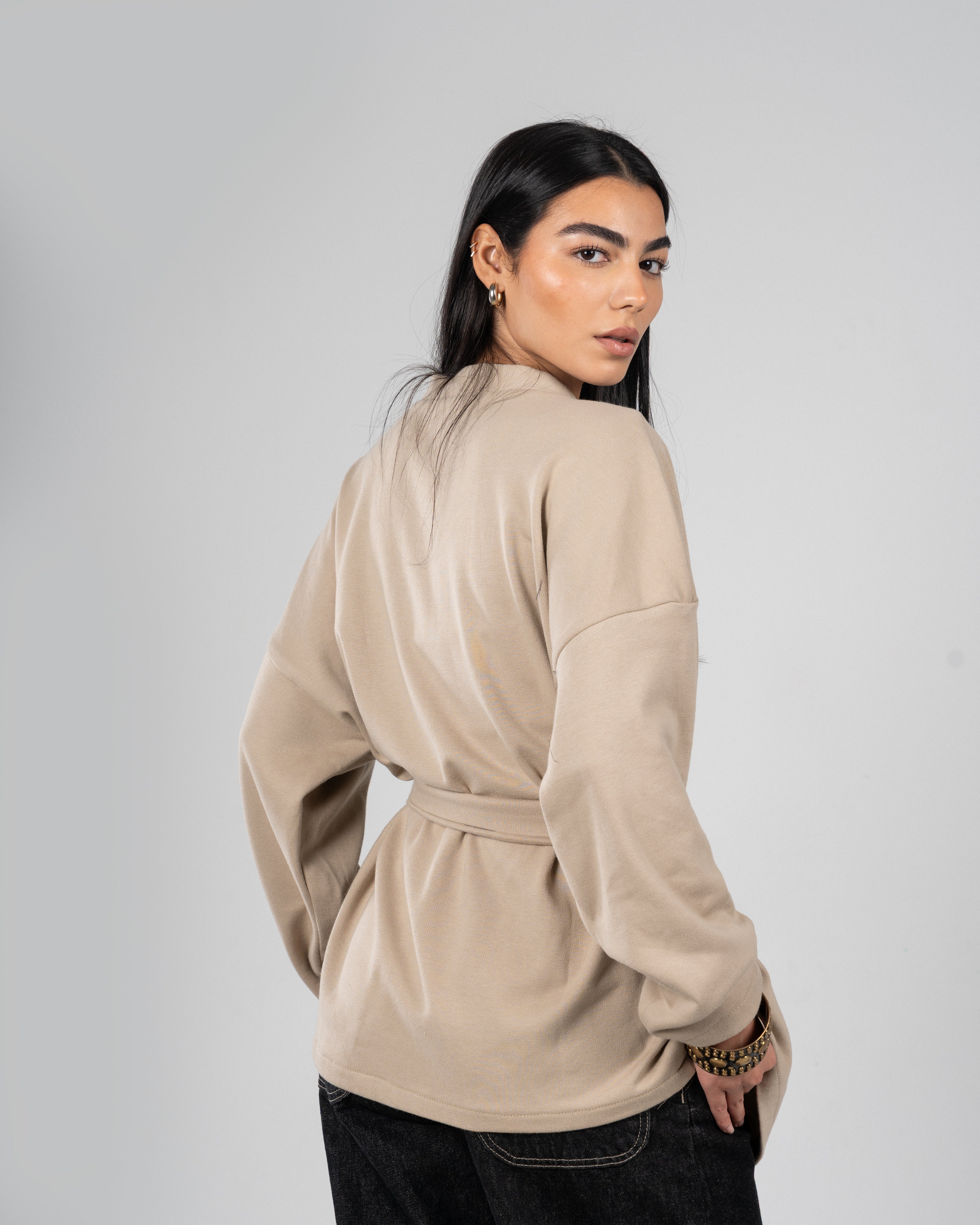 The Wrap Cardigan in Beige
