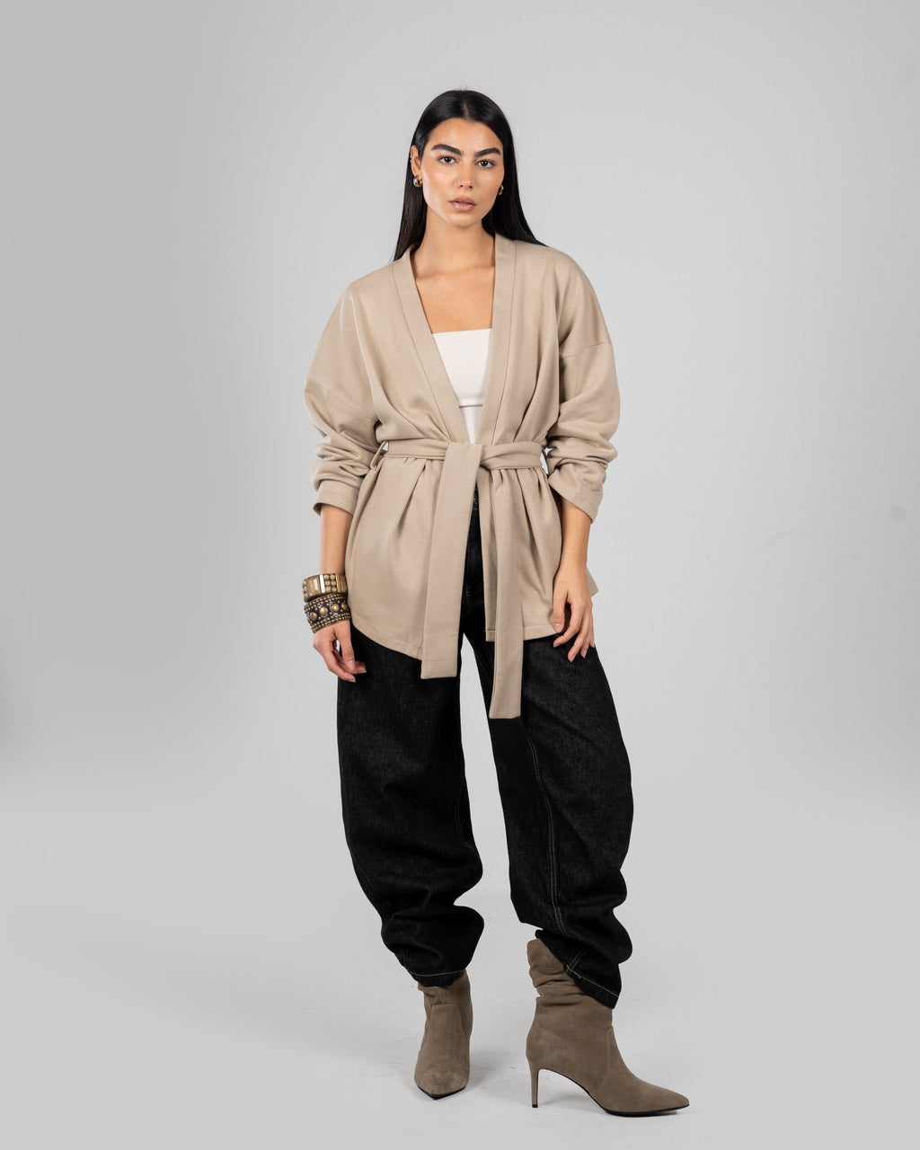 The Wrap Cardigan in Beige