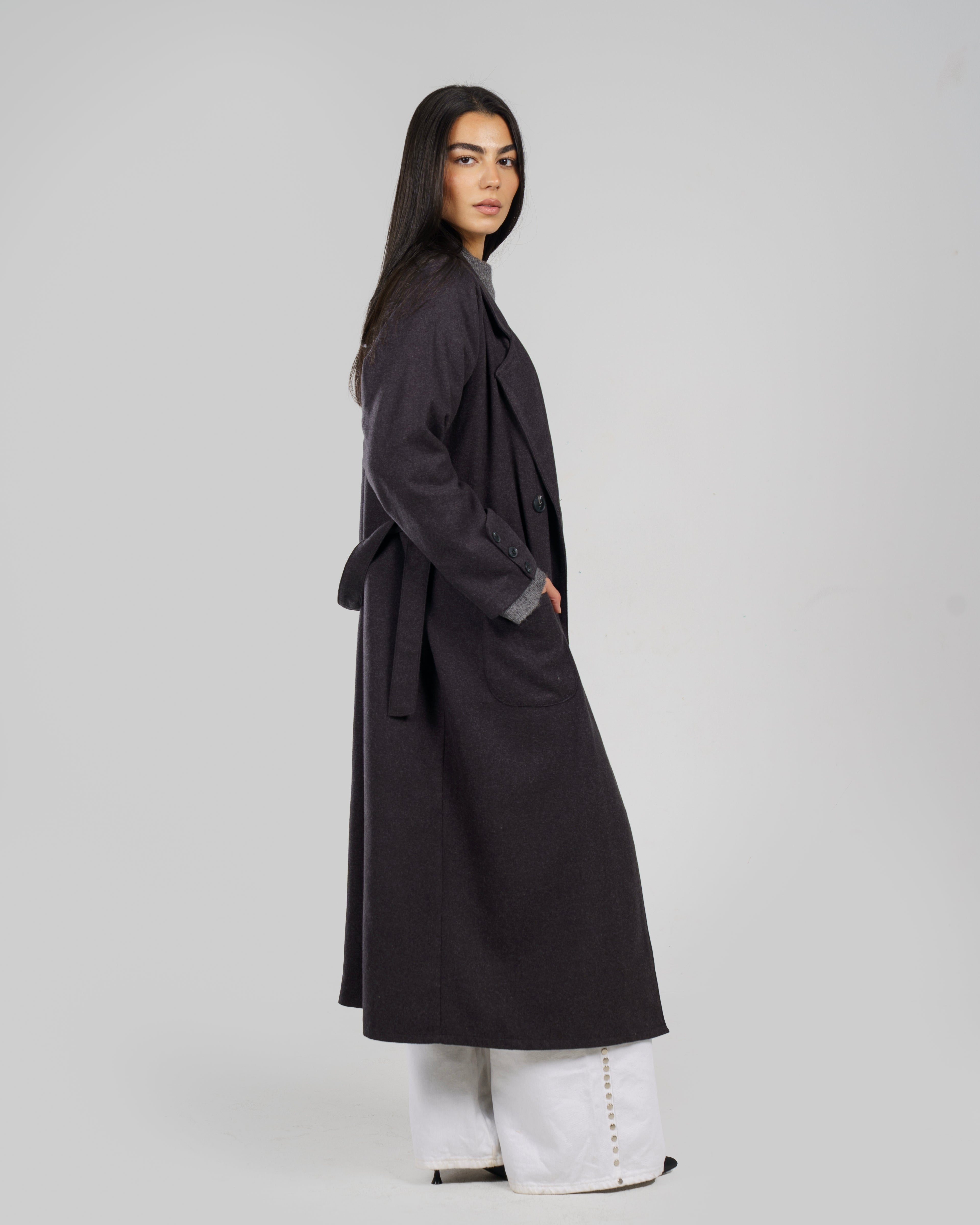 Wool Coat in Dark Grey