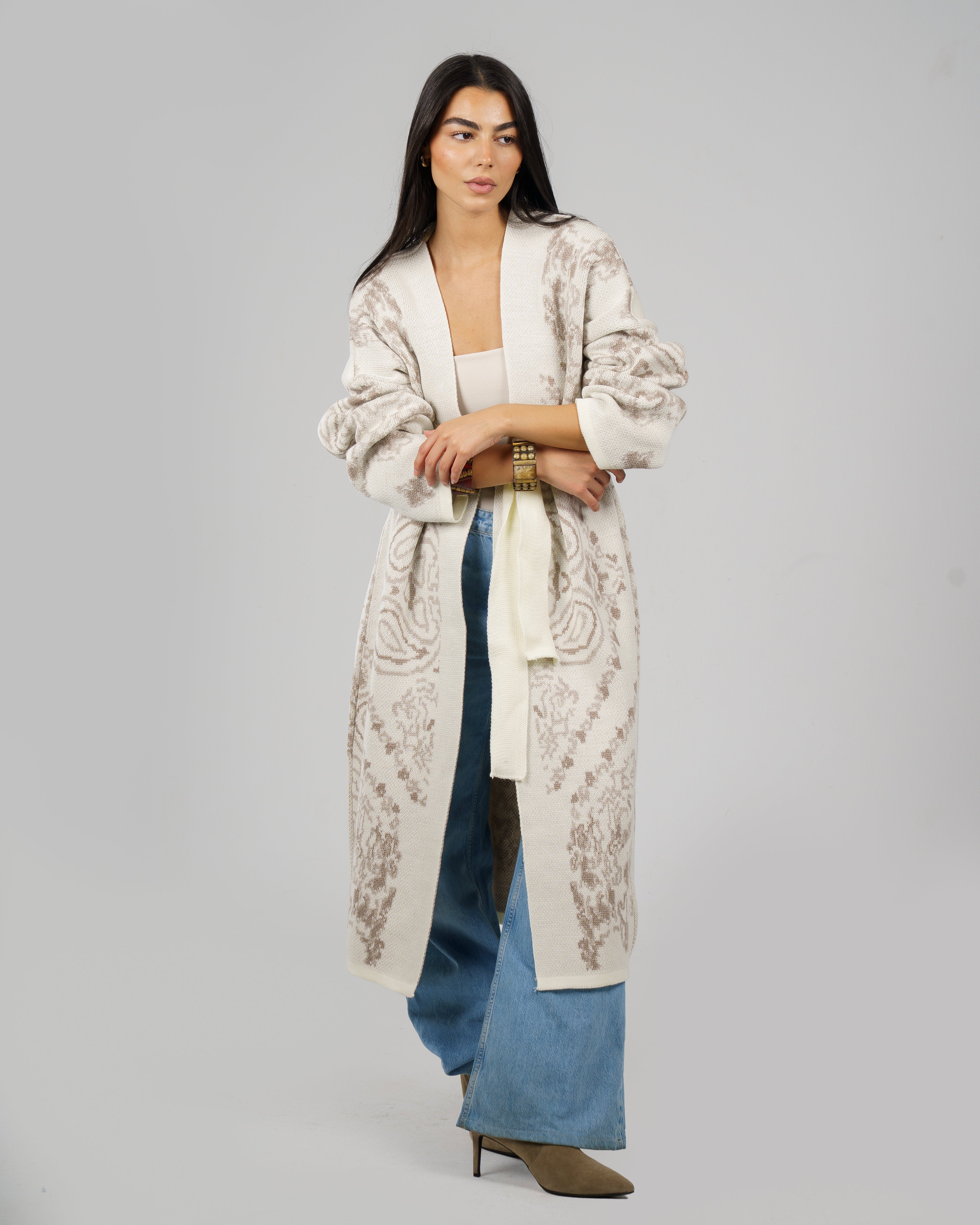 Patches Knit Cardigan in Creme