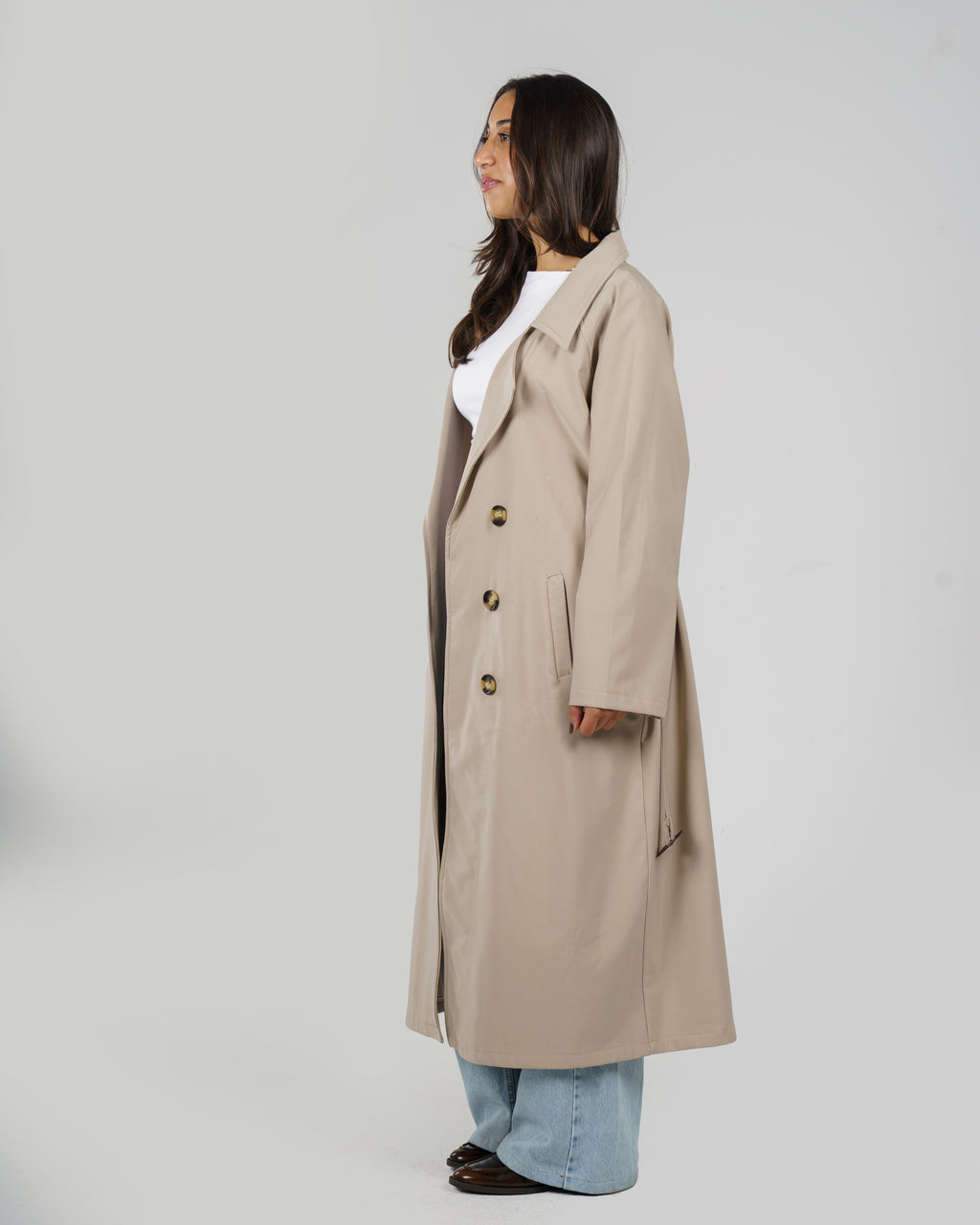 Oversized Trench Coat in Beige